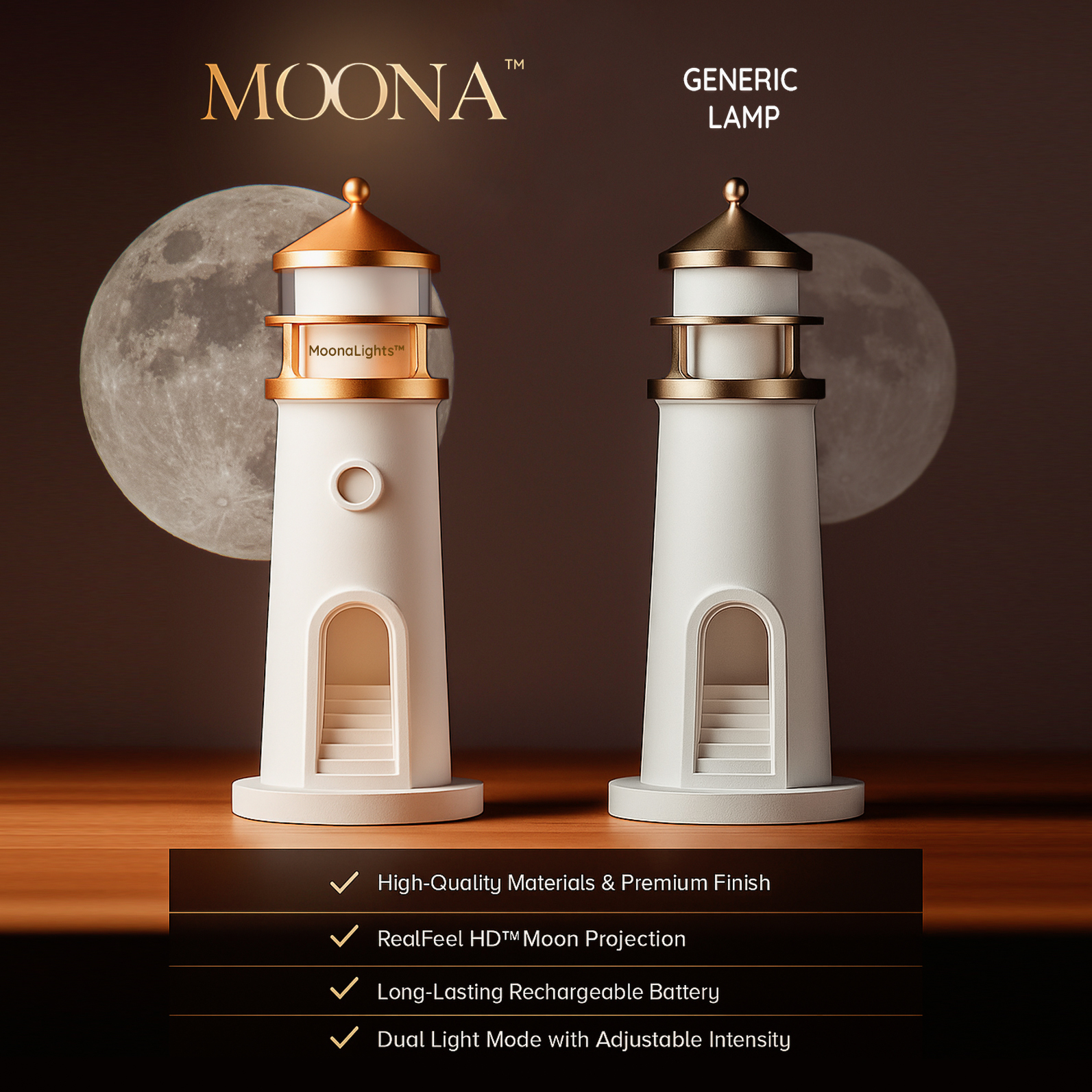 Moona™ 3D Moon Projector Lighthouse Lamp Il mio negozio