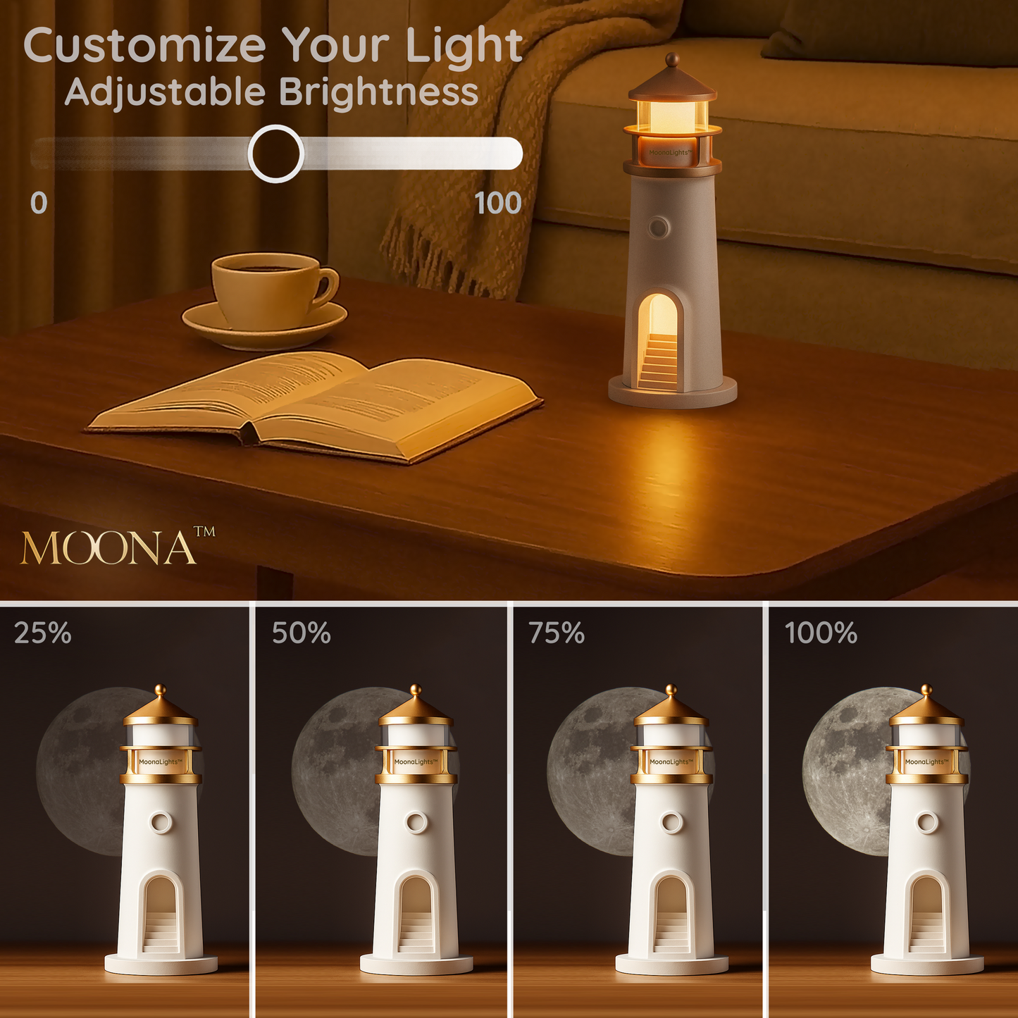 Moona™ 3D Moon Projector Lighthouse Lamp Il mio negozio