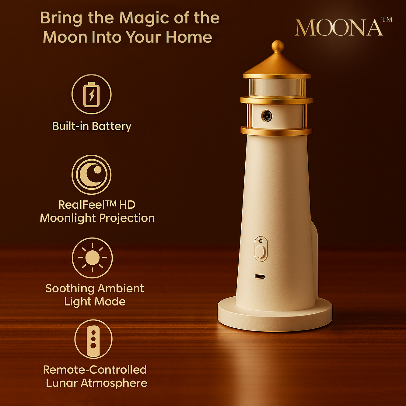 Moona™ 3D Moon Projector Lighthouse Lamp Il mio negozio